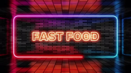 Animated Neon Fast Food Text Sign