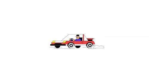 Minimalist Flat Design Car Driving Animation
