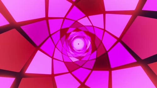 Vibrant Geometric Tunnel Loop with Pink and Red Squares