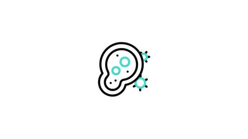 Flat Design Animated Icon of a Cell with Viruses