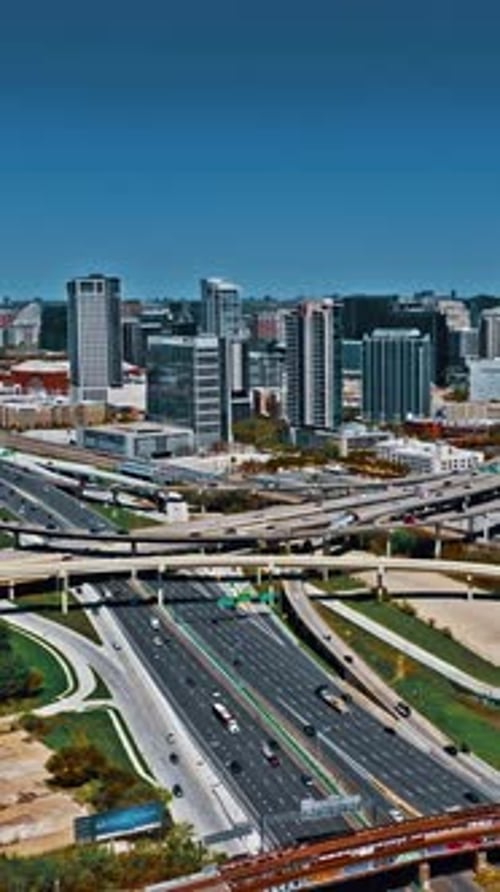 Aerial view of Dallas showcasing urban landscape and busy highways