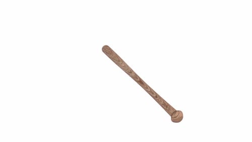 Animated 3D Wooden Baseball Bat Rotating on White Background