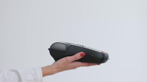 Close Up Man Customer Pays with Contactless Nfc Payment Technology on Smartphone in Customer Uses