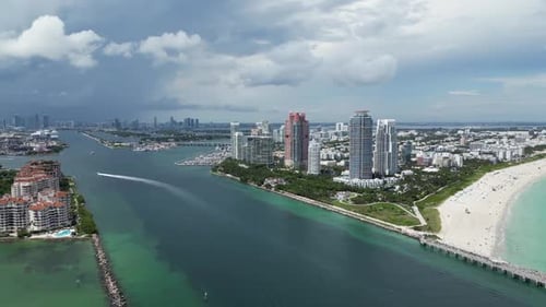 Aerial View of Miami Beach South Beach Miami Beach Florida Haulover Park Aerial View of Skyscrapers