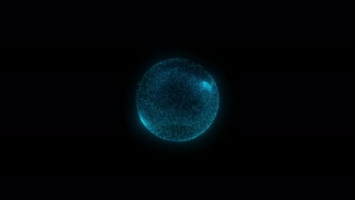 Abstract Blue Particle Sphere Rotating Technology Background