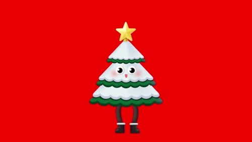 Vidéo en boucle de caricature de dessin animé de Noël abstraite : arbre de Noël