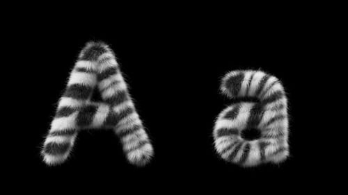 Animação 3D de uma letra de lã Zebra maiúscula e minúscula A