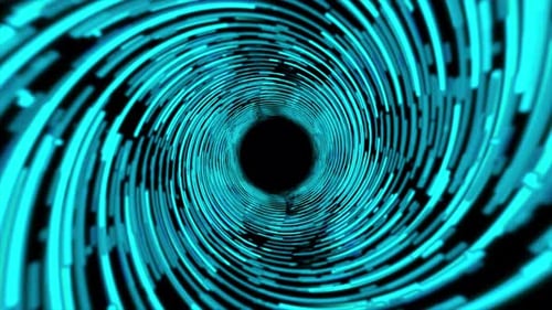 Abstract Neon Blue Light Tunnel Loop Background