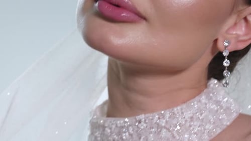 Glamorous Bride Wearing Sparkling Dress and Jewelry