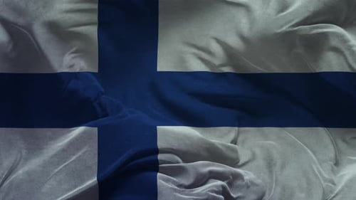 Realistic Finland Flag Waving Animation Loop