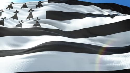 Realistic Flag of Brittany Waving in the Wind