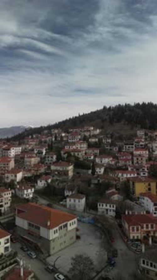 Aerial video over the town of Kastoria Greece
