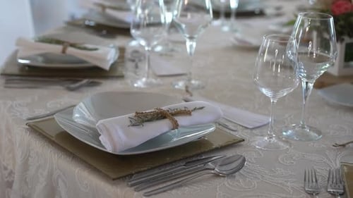 Elegant Table Setting for Wedding Reception Event
