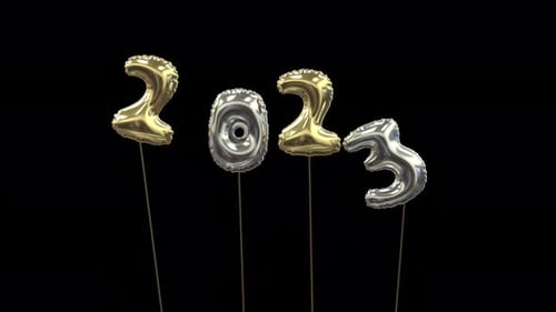 Balloon New Year Greetings 2023 Silver Gold