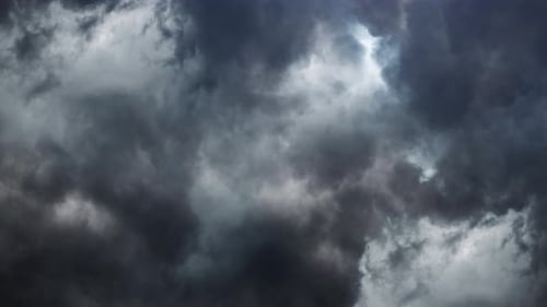 View Thunderstorm Inside Moving Dark Clouds, Hurricane Lightning 4K