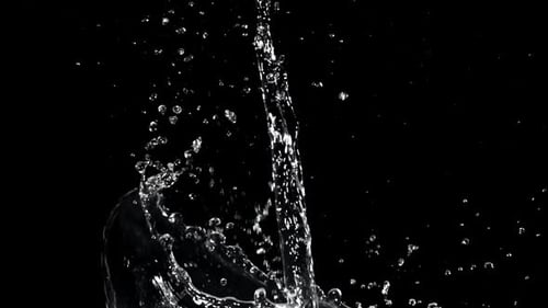 Water Splashing in Slow Motion on Black Background