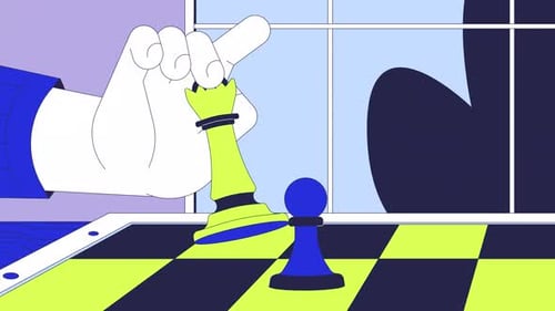Schachstrategie in der Geschäftswelt 2D-Animation