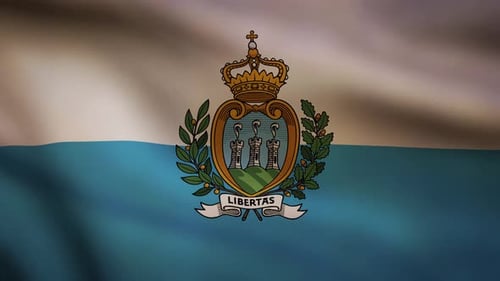 Waving Flag of San Marino with National Emblem