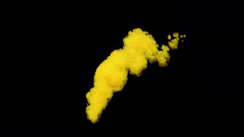 Yellow Smoke Floating in the Air on Alpha Channel Black background