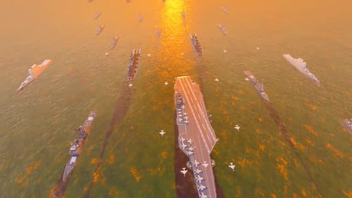Military Fleet Formation with Aircraft Carrier and Fighter Jets