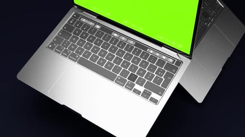 3d animation of open laptop with floating opening laptop green screen trending 1