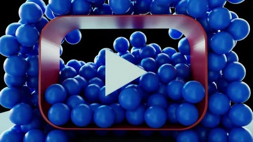 Blue Spheres Fill 3D Play Button Logo Reveal