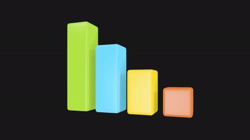 3D Cartoon Business Infographic Cubes Animation 4K