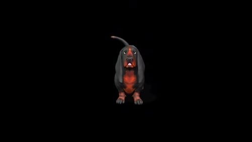 Animated Basset Hound Dog Waving Tail 3D Character Loop
