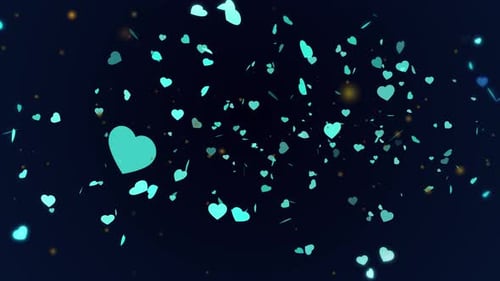 Elegant Floating Cyan Hearts Particle Background Animation