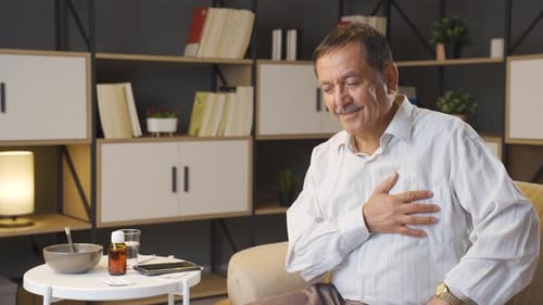 Old man in love feels happy.