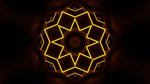 Glowing Neon Geometric Star Kaleidoscope Pattern