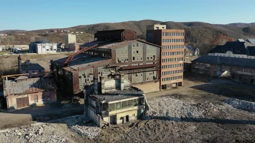 Drone view on the industrial district in hungary.