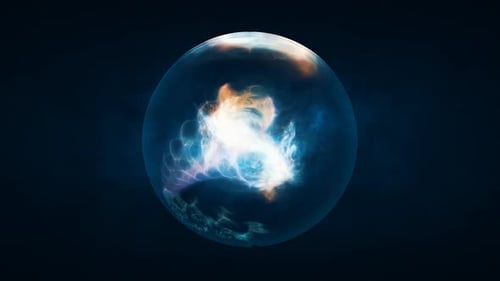 Translucent glass energy magic round ball liquid plasma sphere. Abstract background