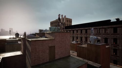 A View of a City From a Rooftop