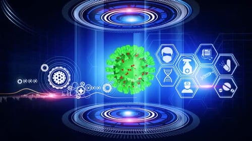 Digital Medical Virus Analysis Futuristic Display