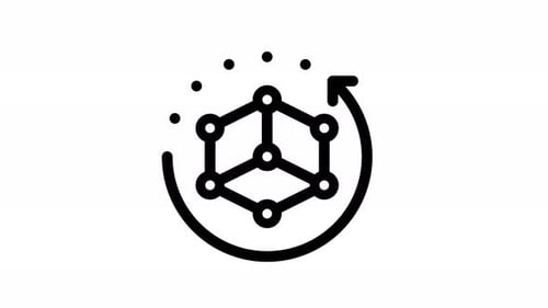 Animated Interconnected Nodes Cube Rotation Icon