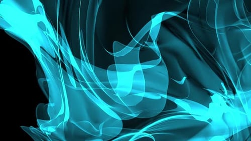 Animación abstracta futurista de olas de humo. Animación de olas fantásticas en color cian.