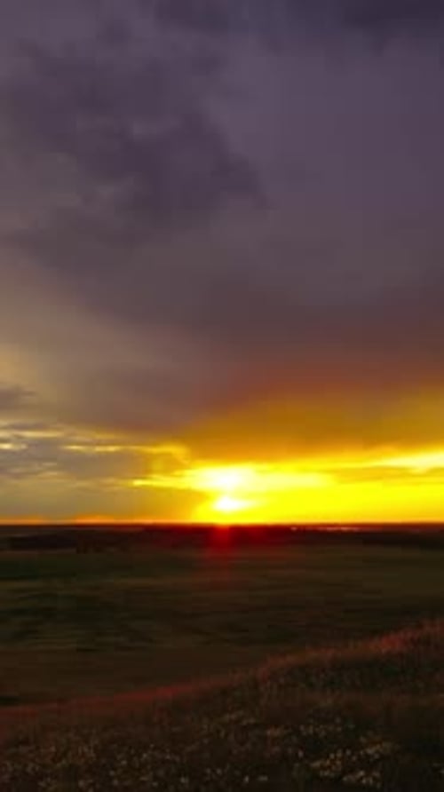 Colourful Sunset at Countryside Fields