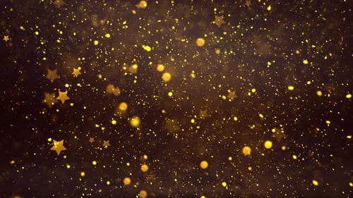 Golden Glittering Particles and Stars Bokeh Overlay