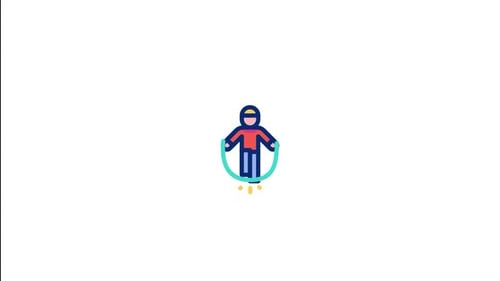 Animated Flat Design Person Jumping Rope Icon