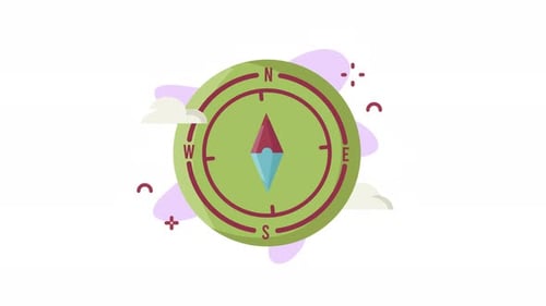 compass icon animation illustration motion graphic design video for summer camping