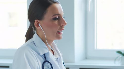 Professional Medical Doctors Working in Hospital Office Making Computer Research Medicine Healthcare