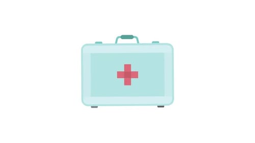 Animated Flat Design Medical First Aid Kit Icon