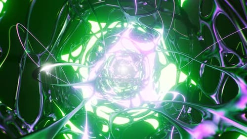 Tunnel abstrait futuriste avec néons et lignes, animation en boucle