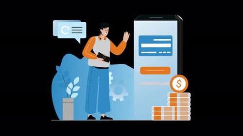 Mobile Banking and Payment Application Flat Design Animation