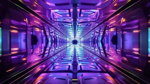 Boucle de mouvement Infinite Neon Sci-Fi Corridor