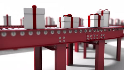 Holiday Gift Box Delivery on an Industrial Conveyor