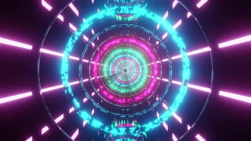 Pink With Cyan And Blue Textured Rings Vj Loop Background