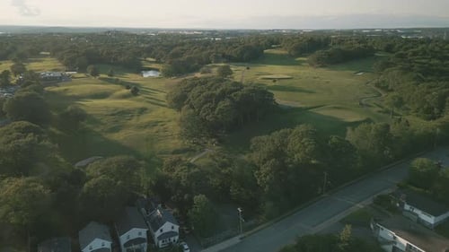 Aerial View of a Golf Course on a Summer Evening