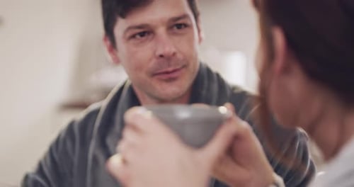 Couple Drinking Coffee Together in the Morning